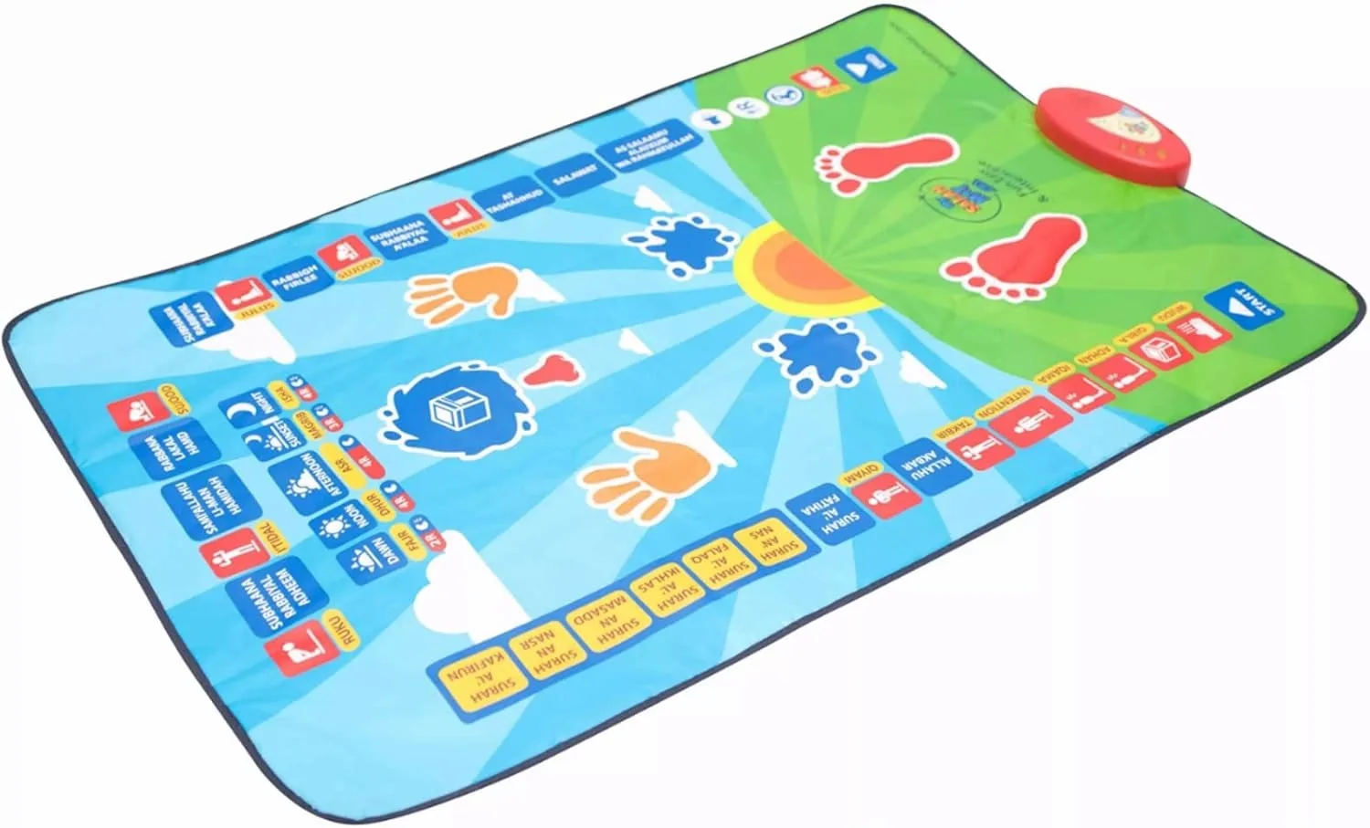 Detailed view of the interactive children's prayer rug