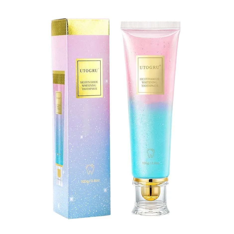 Utogru Nicotinamide whitening toothpaste tube and box packaging