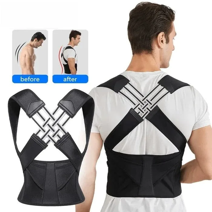 Adjustable Posture Corrector Belt showing before and after results