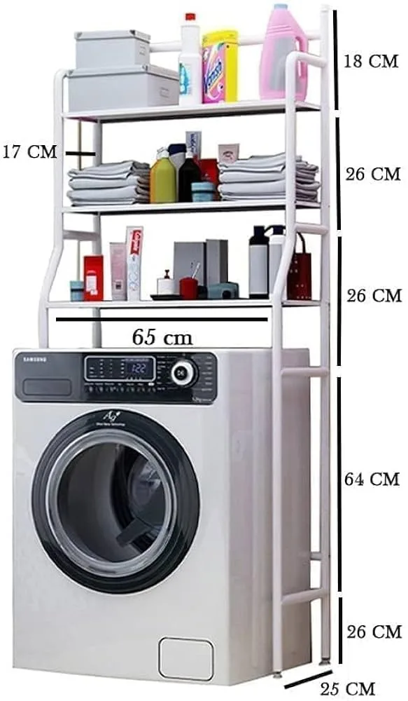 detailed dimension diagram of washing machine storage rack