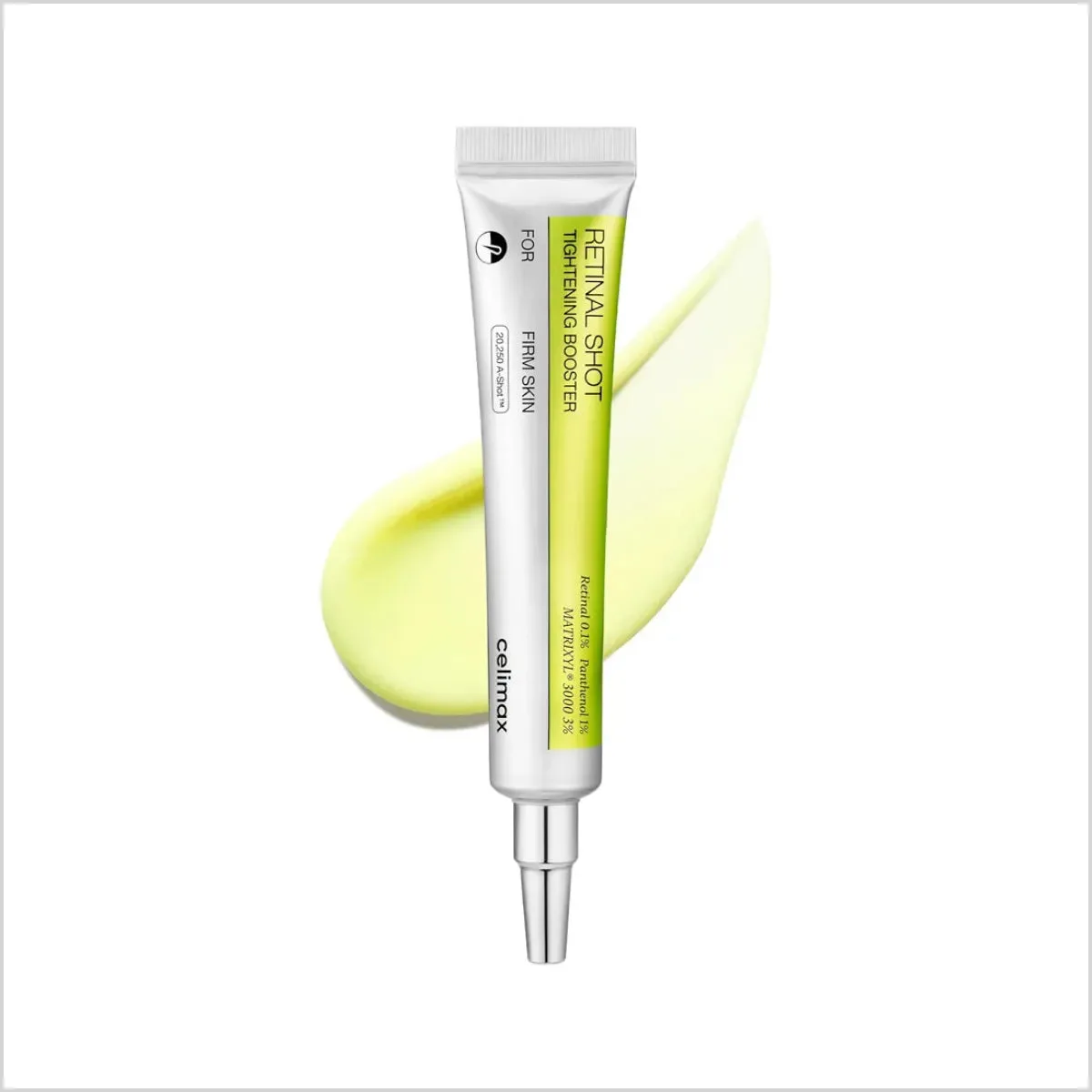 Celimax Retinal Shot Tightening Booster tube with serum swatch