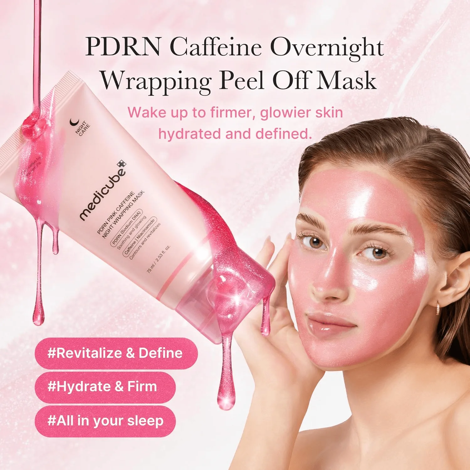Medicube Wrapping Mask PDRN Caffeine Overnight Peel Off Facial Mask 4