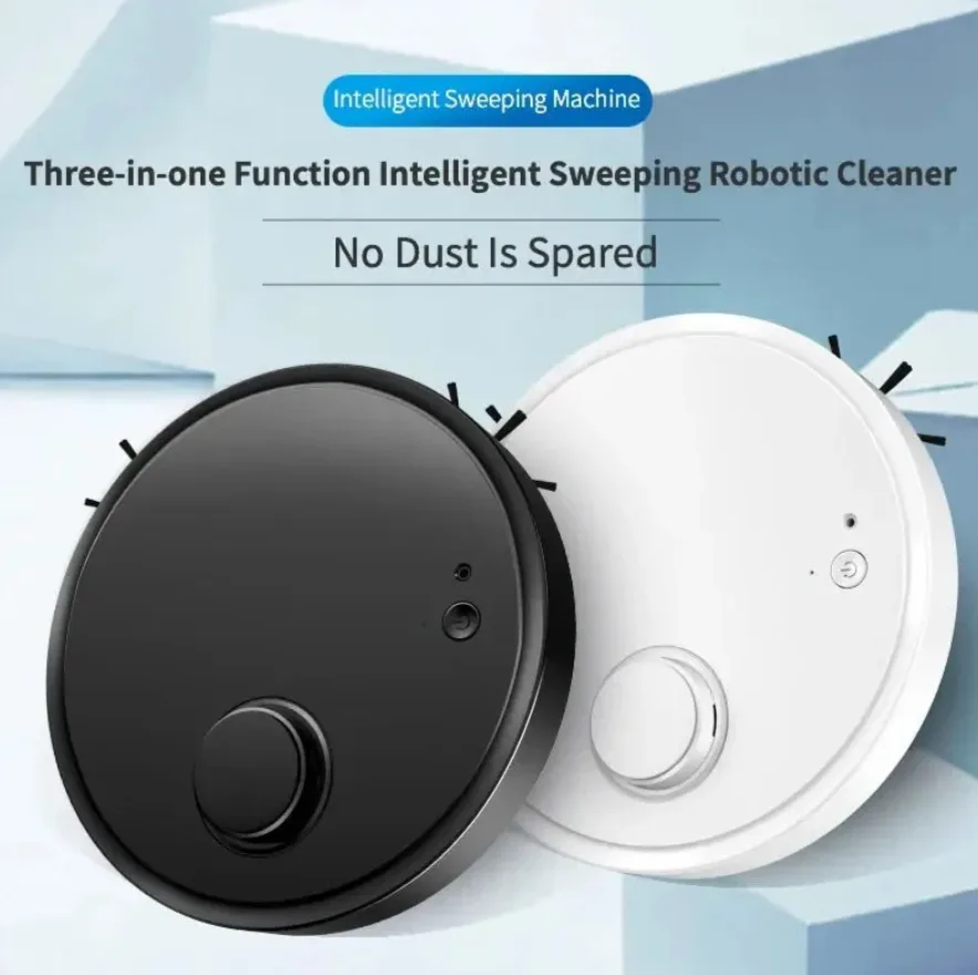 black and white 3-in-1 intelligent sweeping robotic cleaners