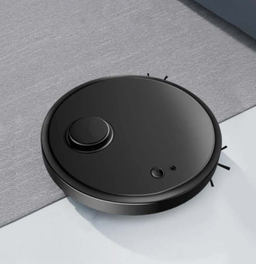 black 3-in-1 automatic robot vacuum cleaner on floor
