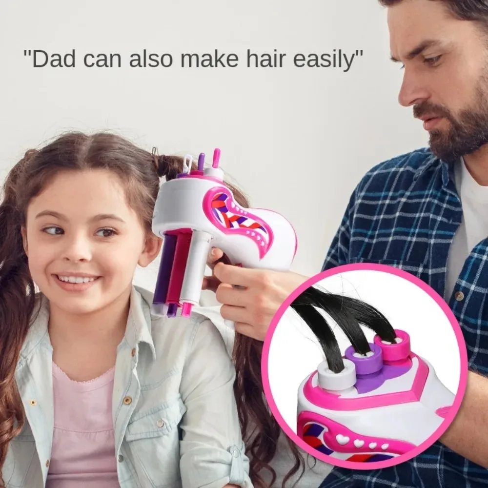 Close up of the automatic hair braider capturing strands of hair