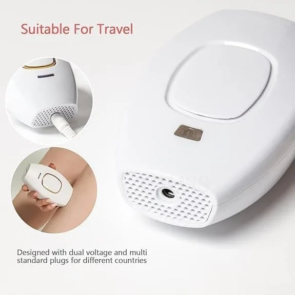Portable IPL laser hair removal device with dual voltage travel design