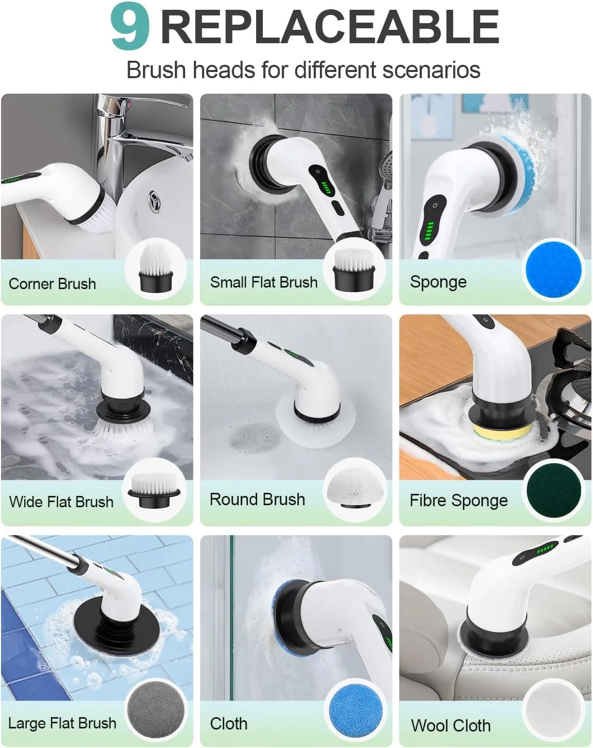 Electric Spin Scrubber With 7 Replaceable Brush Head 5
