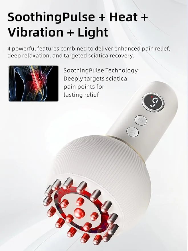 Intelligent Electric Massager demonstrating SoothingPulse and light therapy features