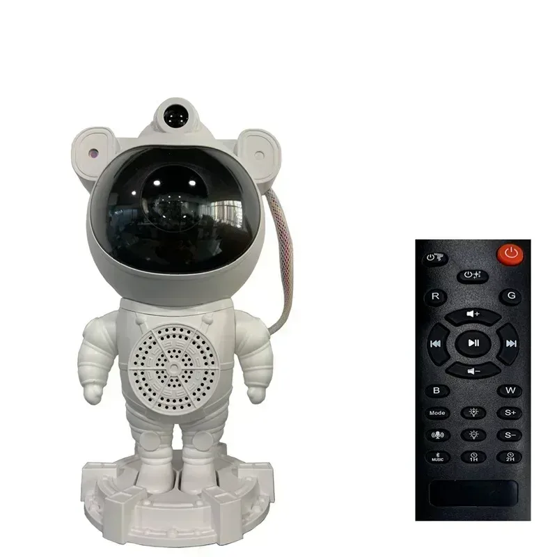 Astronaut star projector unit next to a remote control