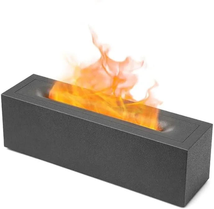 Black rectangular fire humidifier with orange flame light