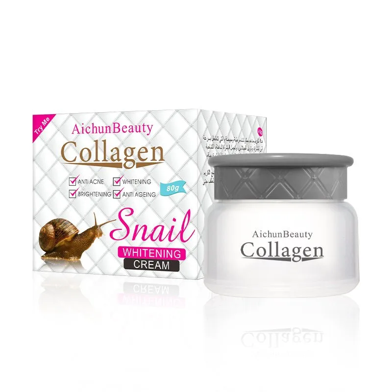 Aichun Beauty Snail Collagen Whitening Cream jar and box