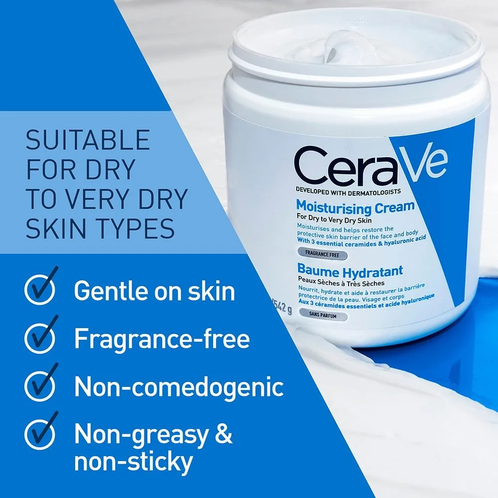 CeraVe Moisturizing Cream features and benefits infographic