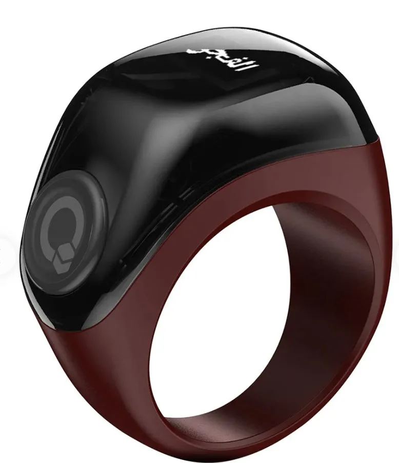 Side profile of the Digital Smart Zikr Ring showing the display screen